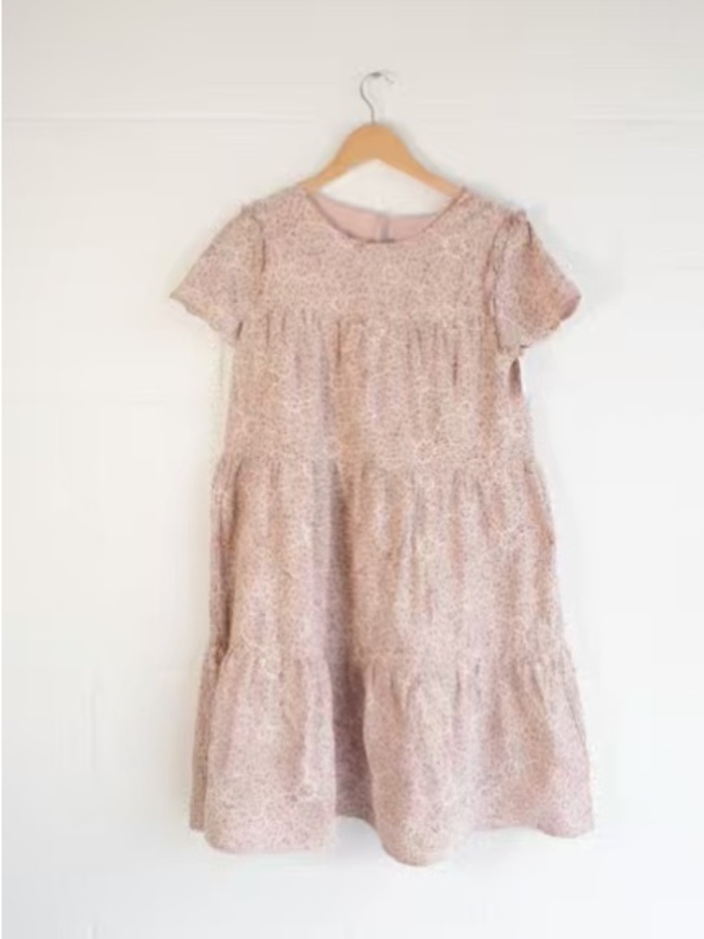 Girls' Pink Floral Tiered Dress